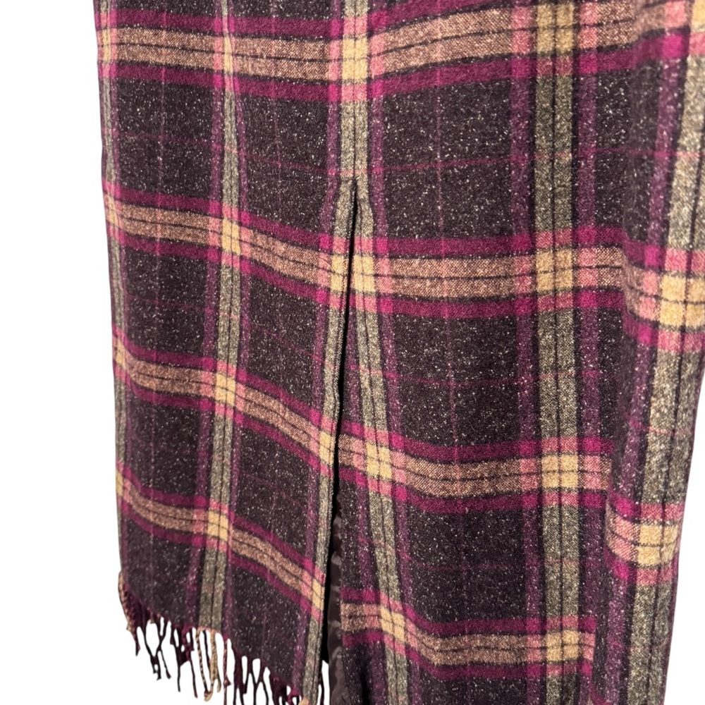NORTON MCNAUGHTON VINTAGE WOOL BLEND PLAID FRINGE MIDI SKIRT SZ 14 - Picture 5 of 7